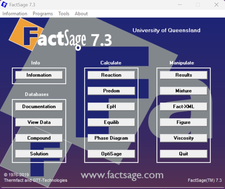 FactSage Main Window